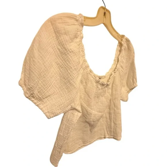 Three Dots Cotton Gauze White Top nwt - Picture 3 of 8